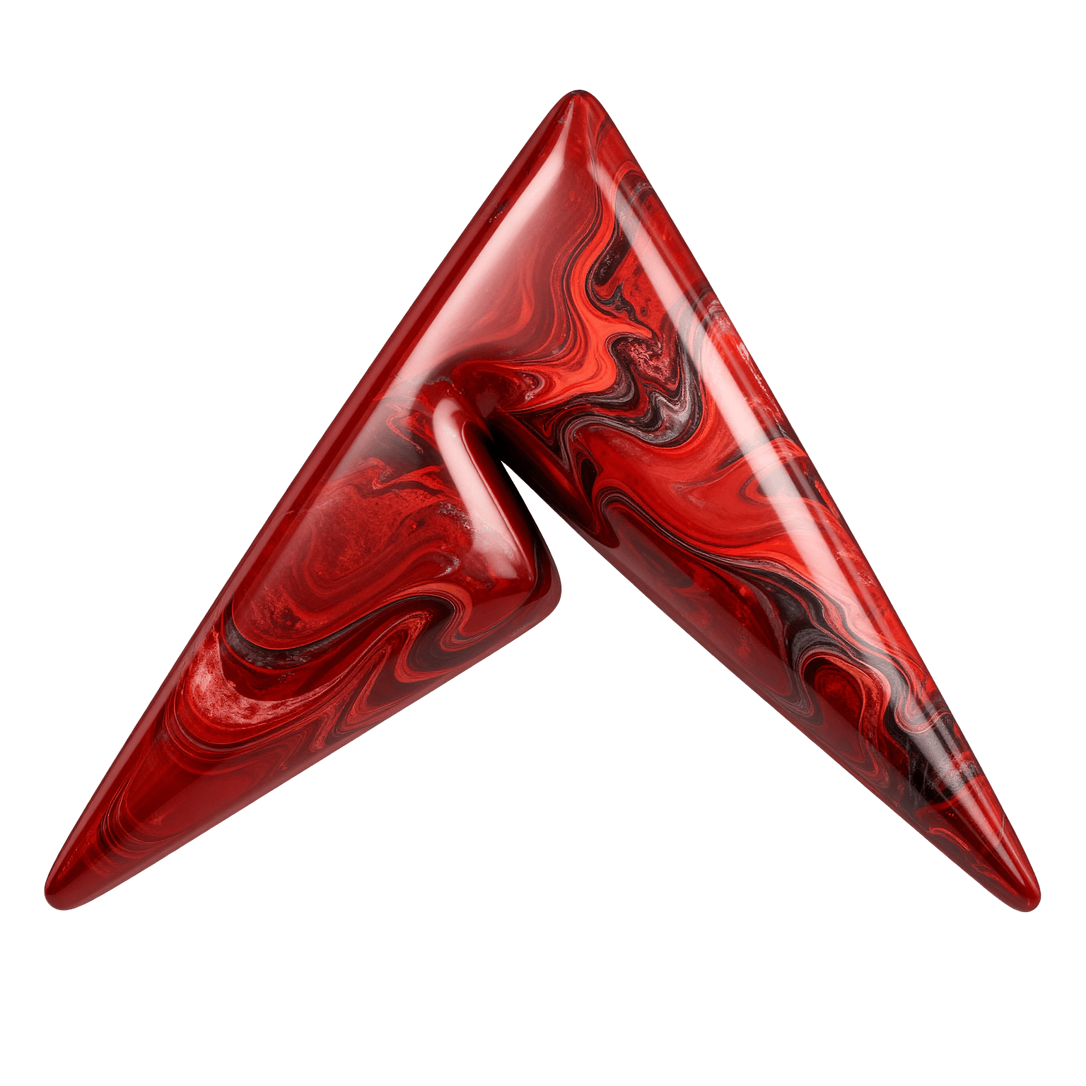 Logotipo tridimensional de Peak Atlas en burdeos
